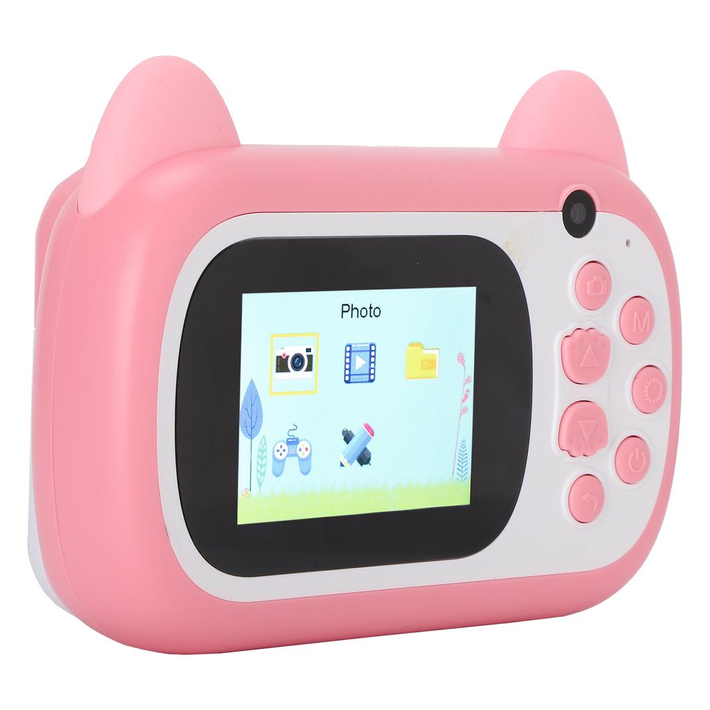 Instant Camera with Print Paper 24MP Resolution 200dpi 32GB Children s Cam Pink Cat