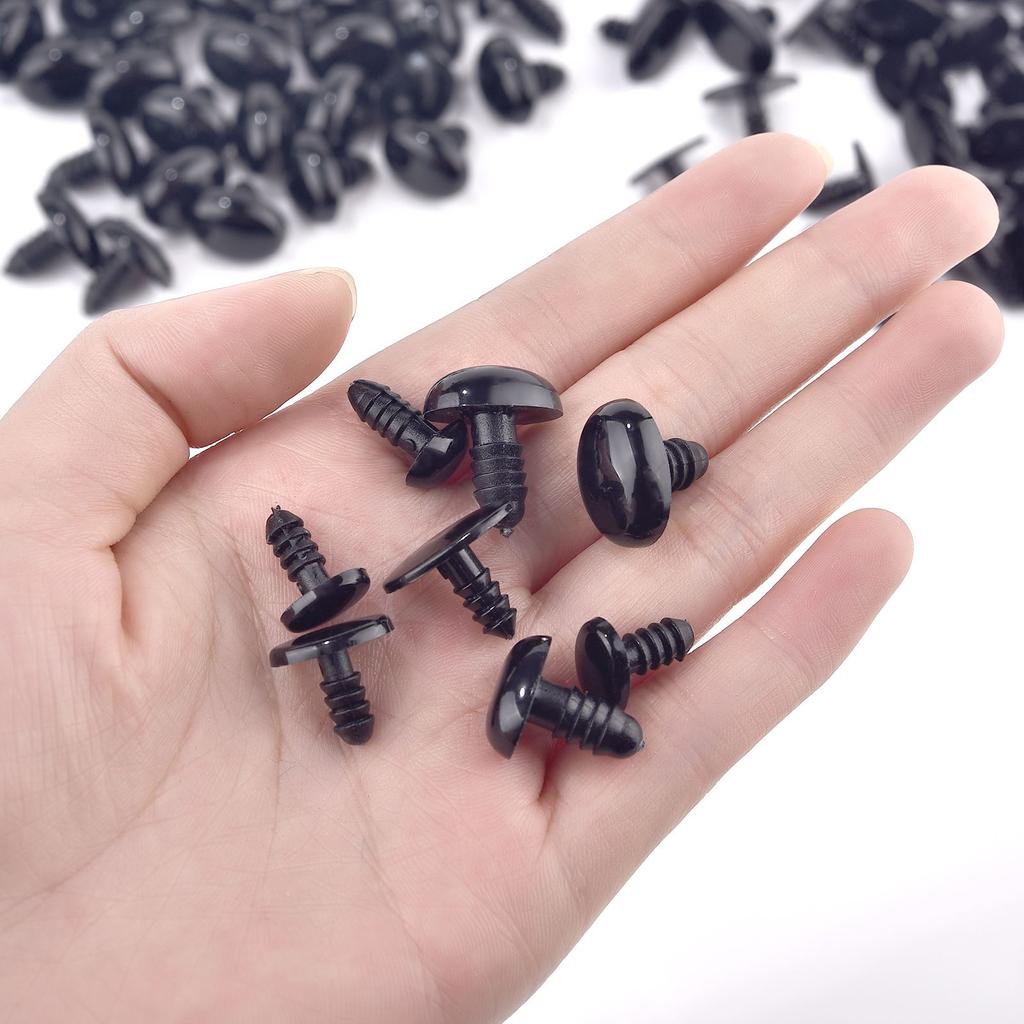 50pcs Black Doll Oval Eyes Black Plastic Safety Noses For Bear Dolls Animal Puppet DIY Crafts Kids Toys Doll Eyes Accessories
