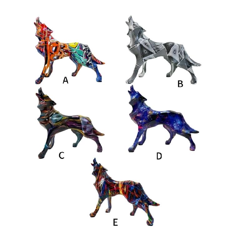 Geometric Wolf Sculpture Resin Animal Figurine for Modern Home and Office Decoration Unique Animal Figure