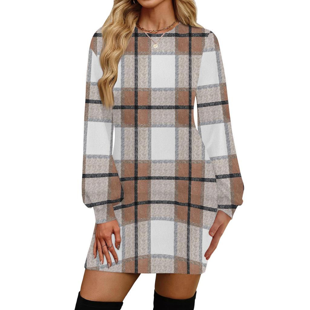 Women's Fashion Casual Round Neck Long-Sleeve Dress