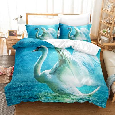 Animales Impresos en 3D Juego de Cama Cisne Funda Nórdica de Plumón con Funda de Almohada Doble Individual King