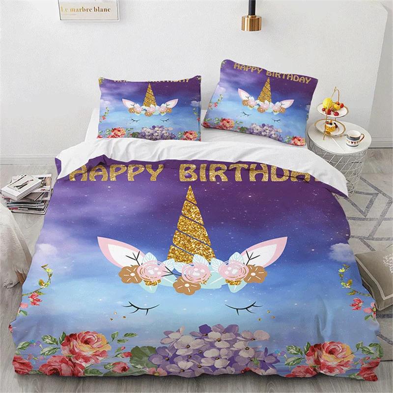 Cartoon Bedding Set Unicorn Duvet Cover Set Full Twin For Boys Girls Room Decor Cute Animals Quilt Cover Fashion Design