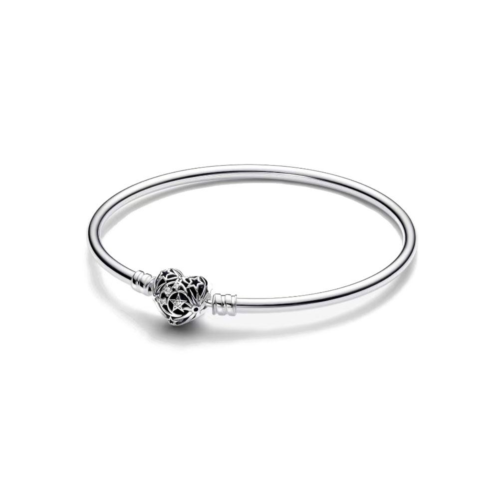 New 925 Silver Red Flower Heart Snake Chain Shiny Zircon Bracelet Fashion Jewelry