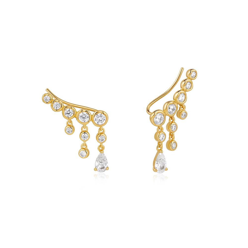 Ania Haie Gold Molten Cascade 925 Silver Bar Climber Earrings E074-09G