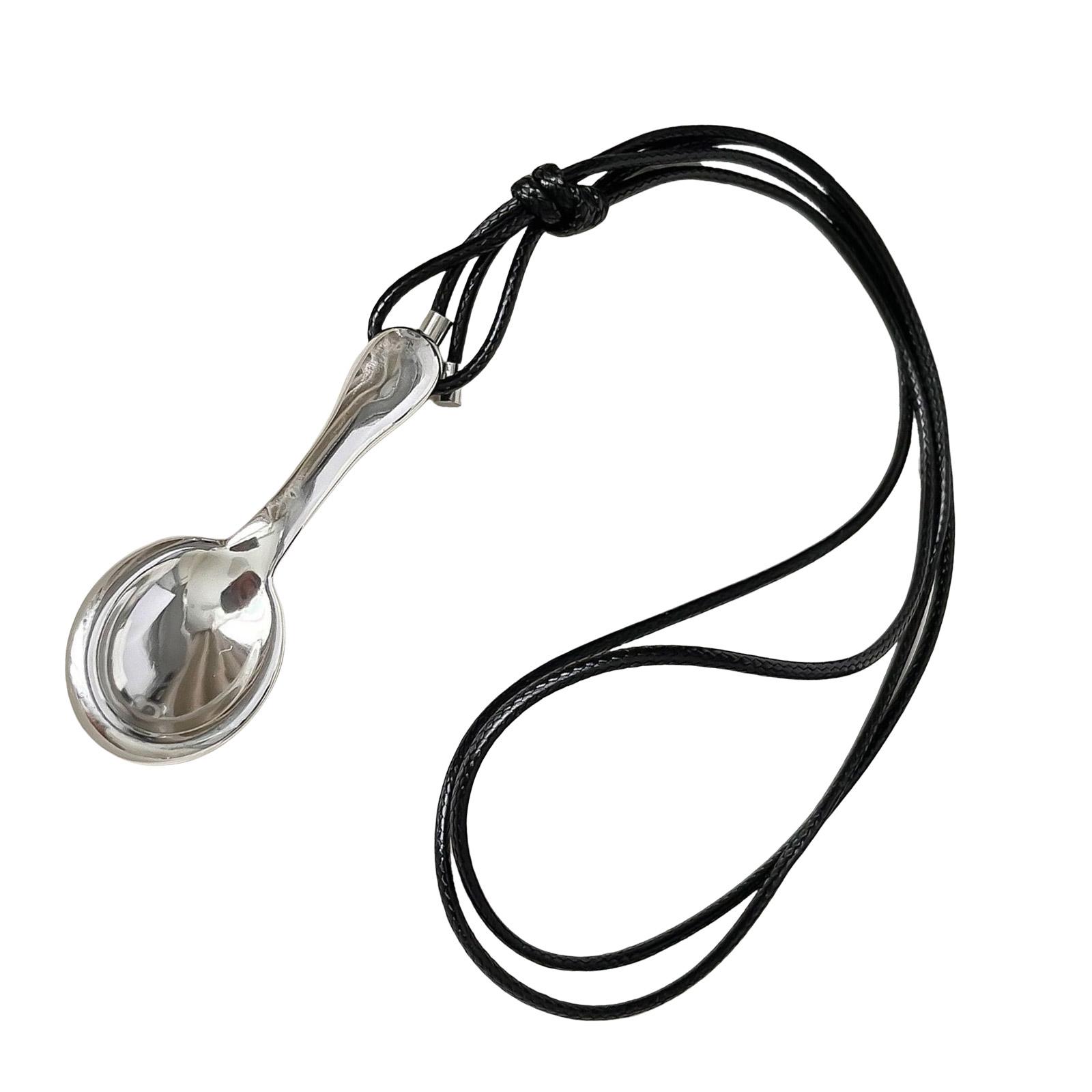 

Подвеска-ожерелье «Ремесленная серебряная ложка», ручной работы, серебряное ожерелье с ложкой, украшенное плетеным шнуром, для женщин, девушек