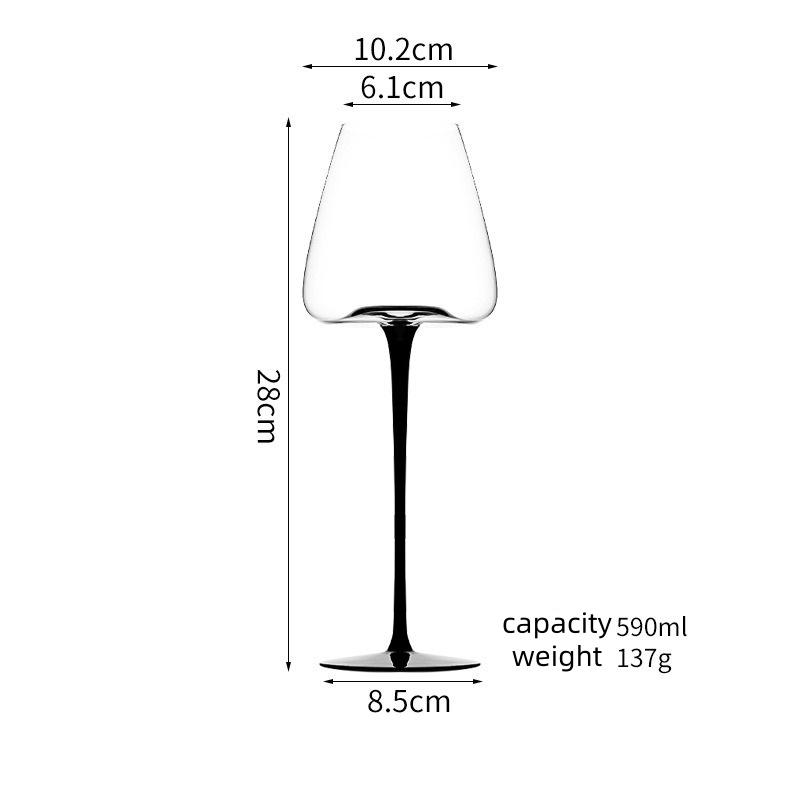 Red Stem Wine Glass Set, Hand-Blown Crystal Burgundy Glasses for Red Wine & Champagne