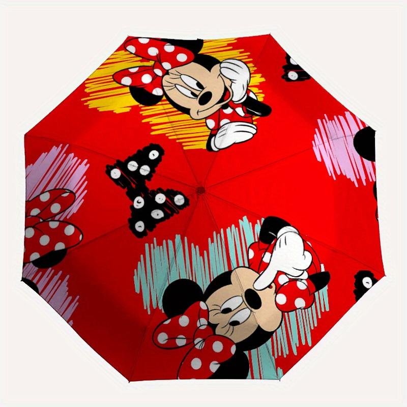 

1pc Minnie MouseDesign Automatic Open/close Folding Umbrella - Compact Travel Umbrella, Heavy-Duty 8-Rib Construction y