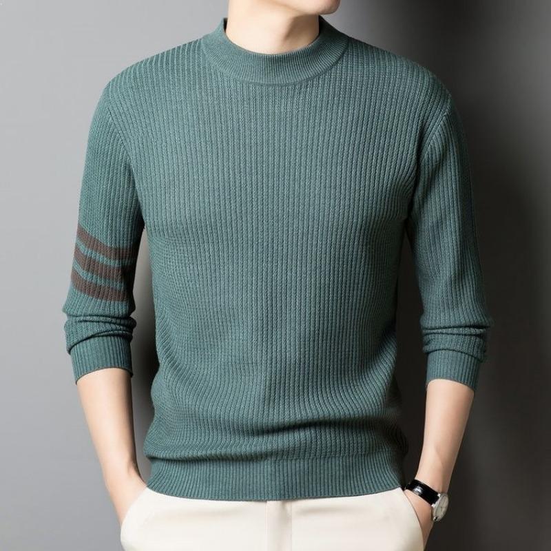 Men S Thick Half High Collar Long Sleeve Knit Sweater Warm Inner Top