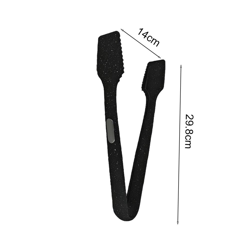 Food Grade Nylon Food Tongs Heat Resistant Non-Scratch Utensil for BBQ Baking & Non-Stick Cookware (Black,29.8*1.4cm)