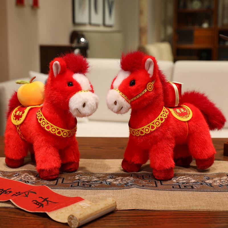 Red Lucky Horse Plush Toy New Year Mascot Horse Plush Toys Chinatown Boutique Horse Year Decor Festival Gift