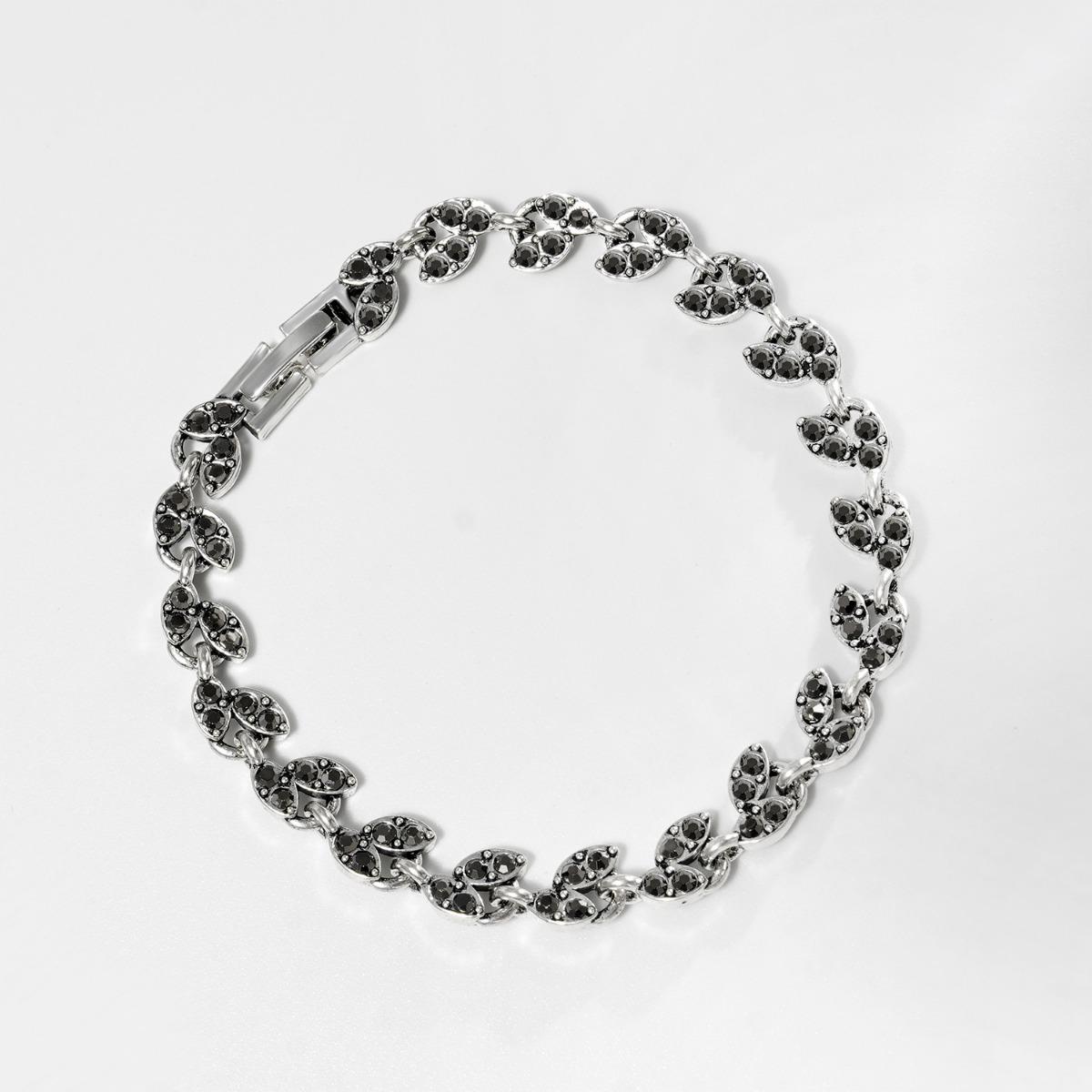 

Браслеты «Листья, полные циркония», элегантные и милые универсальные ювелирные подарки для девочек чёрный