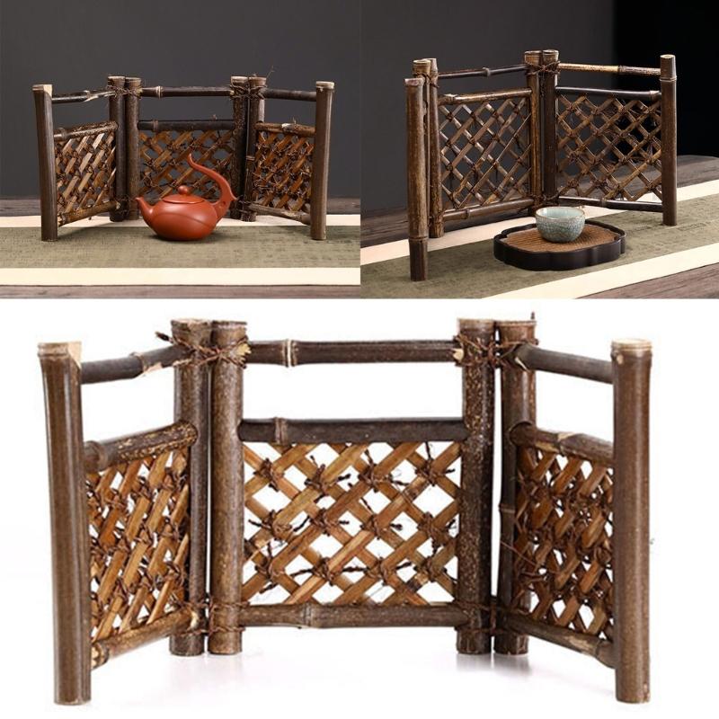 Bamboos Fairys Garden Fence Miniature Fairys Garden Accessories Wooden Decorative Picket Fence for Dollhouses Accessories