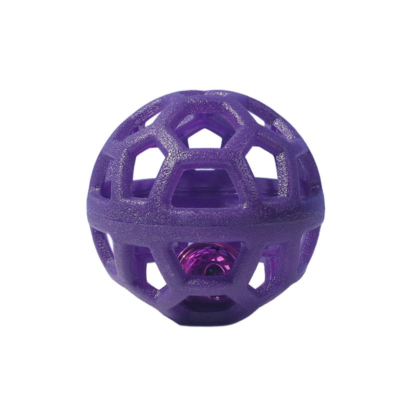 Hollow Bell Dog Toy Ball, Interactive Squeaky Rubber Pet Chew Toy for Puppies, Non-Toxic Bouncy Teething Toy