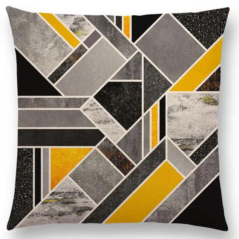 Neu Geo Smaragdblau Himmelblau Schwarze Nacht Gelbe Linien Geometrische Textur Streifen Drucke Auto Kissenbezug Sofa Überwurf Kissenbezug