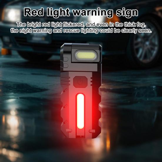 1/2/3Pcs 180 Degrees Rotating Head Flashlight Magnetic Dual Beam LED Work Light USB Rechargeable Pocket-Size Outdoor Camping EDC Lamp