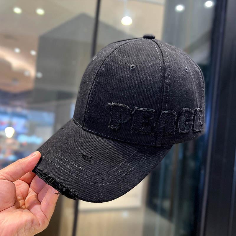 Peaked Caps, Men'S And Women'S Personalized Side Labels, Letters, Hard Top Baseball Caps, Trendy Brand Retro Holes