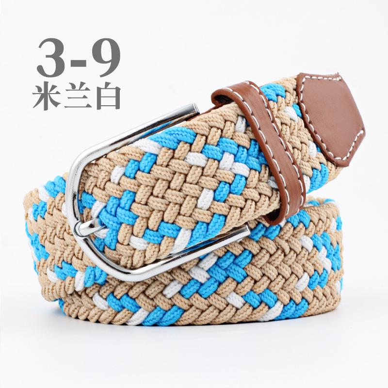Women Casual Knitted Pin Buckle Without Holes Men Belt Woven Canvas Elastic Expandable Braided Stretch Belts for Female Jeans