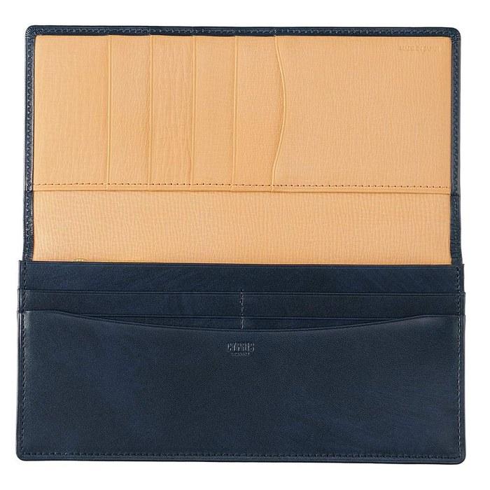 [Kipris] Shirasagi Leather Long Wallet with Flap Closure and Coin Purse, Navy 8237(05) 9.0 X 19.0 X 1.5 Cm