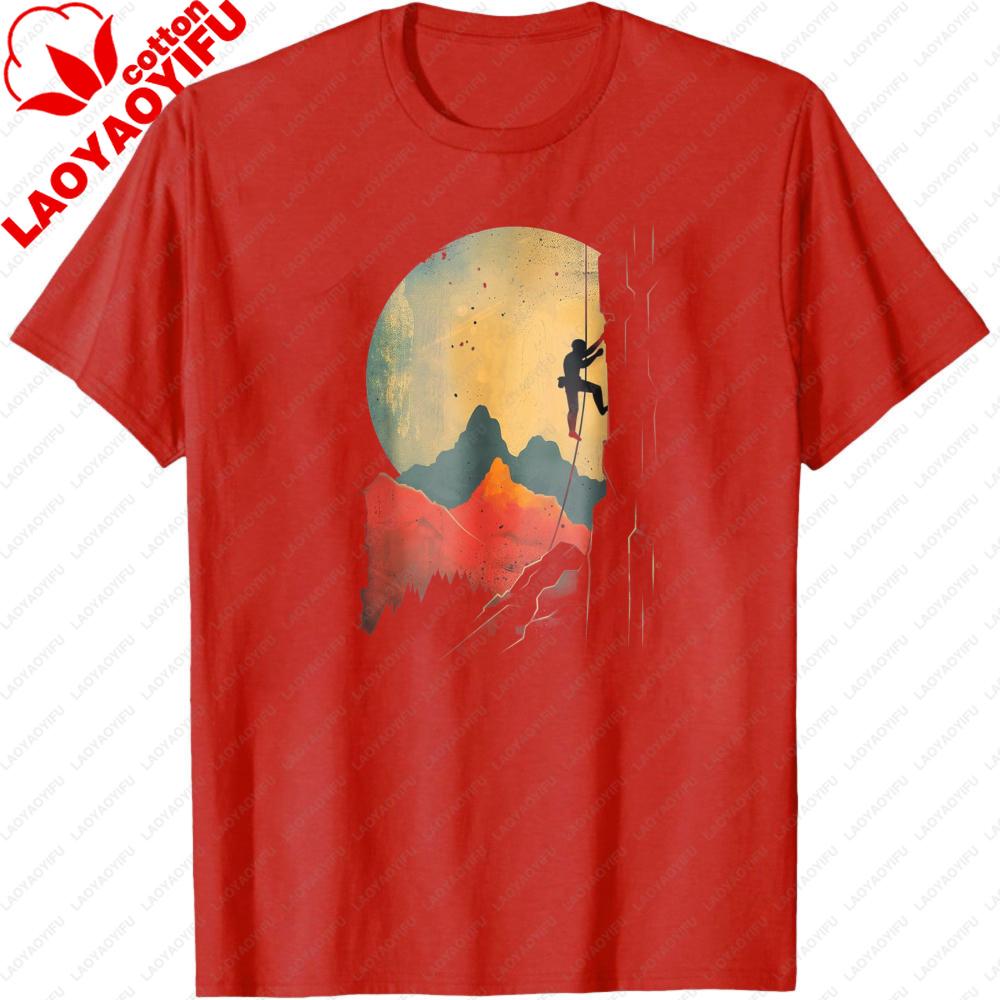 Mountain Climbing Adventure Sunset Landscape Outdoor Sport Gift Top Men TShirt Summer Casual Fashion Short Sleeve Tees