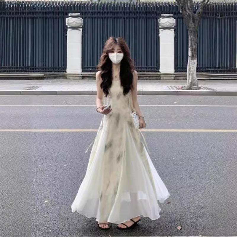 New Chinese Style Sling Dress Women s Summer New Retro Artistic Elegant Long Dress S
