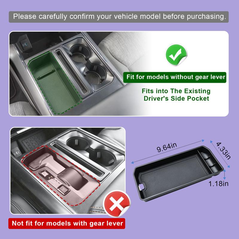 Center Console Pocket Cover for Ford F150 -2024 2025 Adapter Ert Tray Gear Shifter Hidden Panel Ert Car Storage Cover