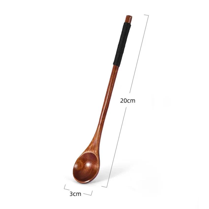 1Pc Wooden Tea Spoon Long Coffee Spoons Teaspoon Wood Honey Dessert Spoon Coffee Drink Stirrer Teaspoons Tableware