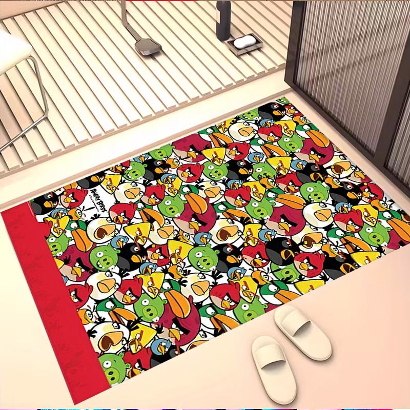 Angry Birds Print Rug, Washable Floor Carpet, For Entryway Dorm Laundry Room Office Study, Home Decor Birthday Christmas Gift