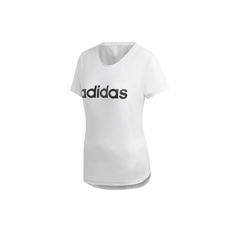 Adidas T Shirts Women's White Crew Neck Thin Straight Fit DU2080