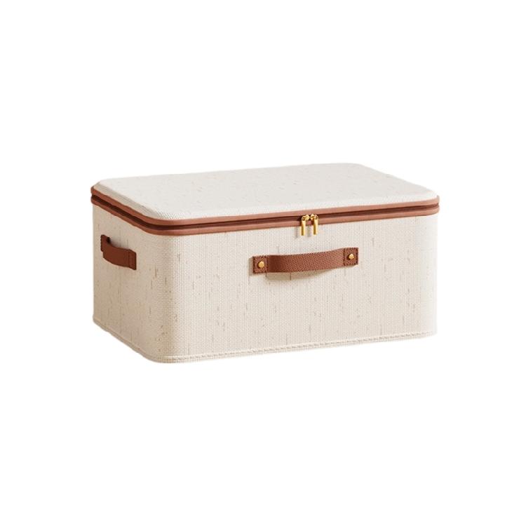 Большой складной ящик для хранения с крышкой, на молнии, с хлопково-льняным чехлом для организации дома, постельных принадлежностей, шкафа S