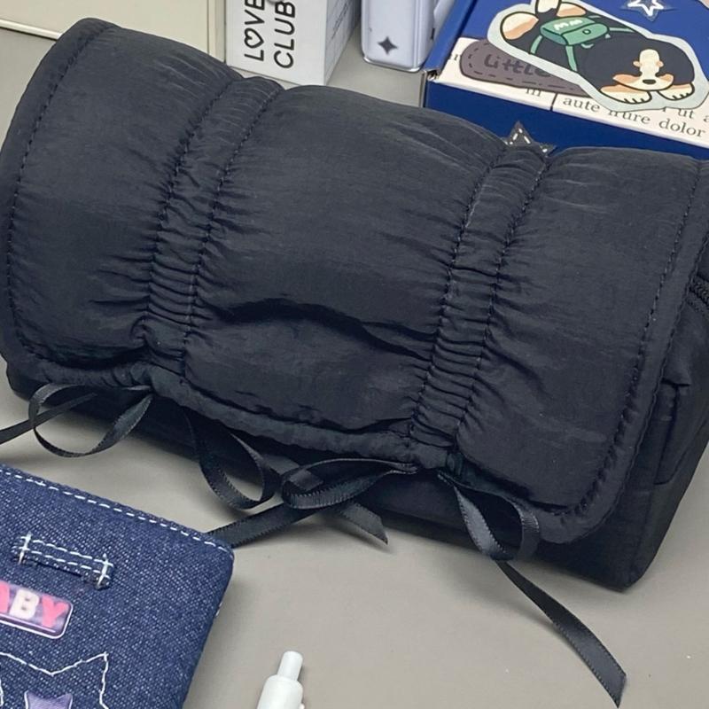 High Capacity Pencil Case Bowknot Pen Pouches Portable Pen Organizers Travel Makeup Storage Bag for Women Girl Student