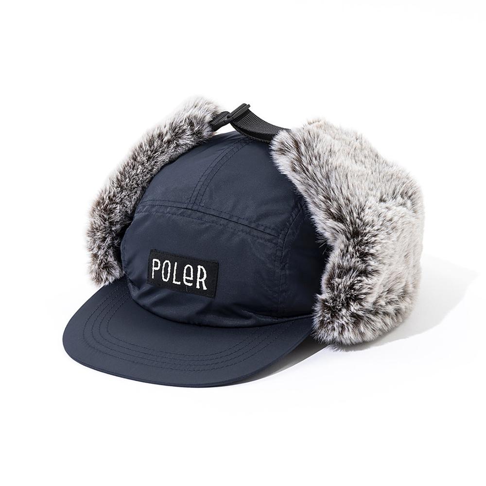 POLERSTUFF Fury Font Flight Nylon Fur Flap Cap Navy