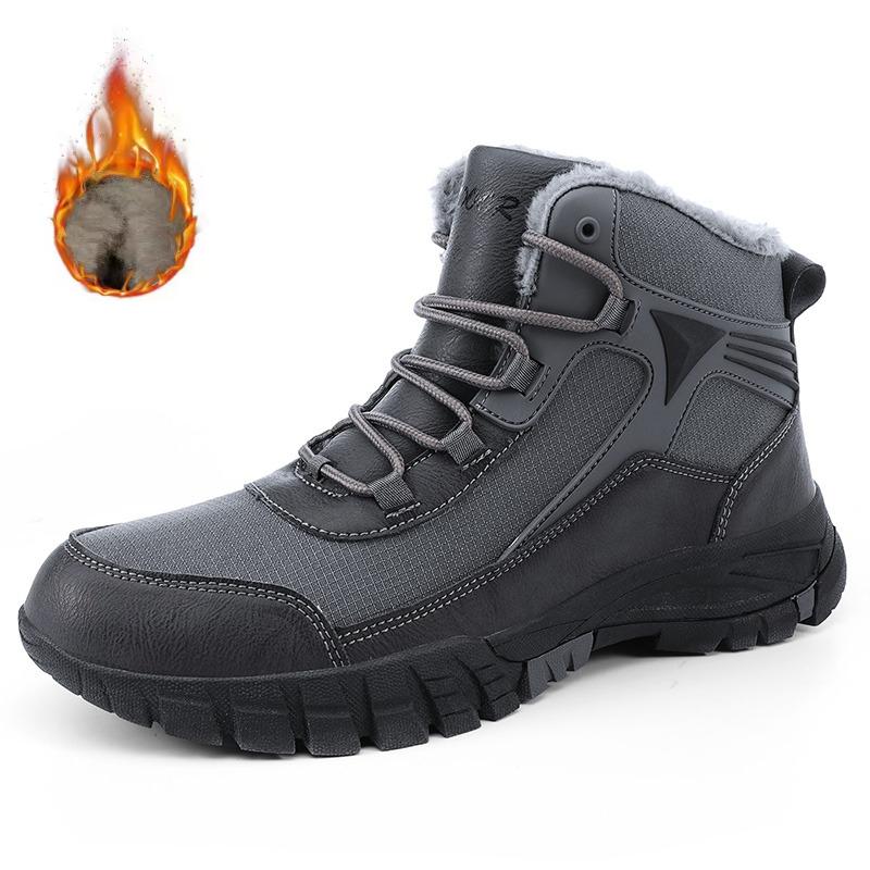 Fashionable Men's Winter Combat Boots with Cotton Lining for Warmth, Outdoor Hiking Boots, and Hunting Men's Ankle Boots