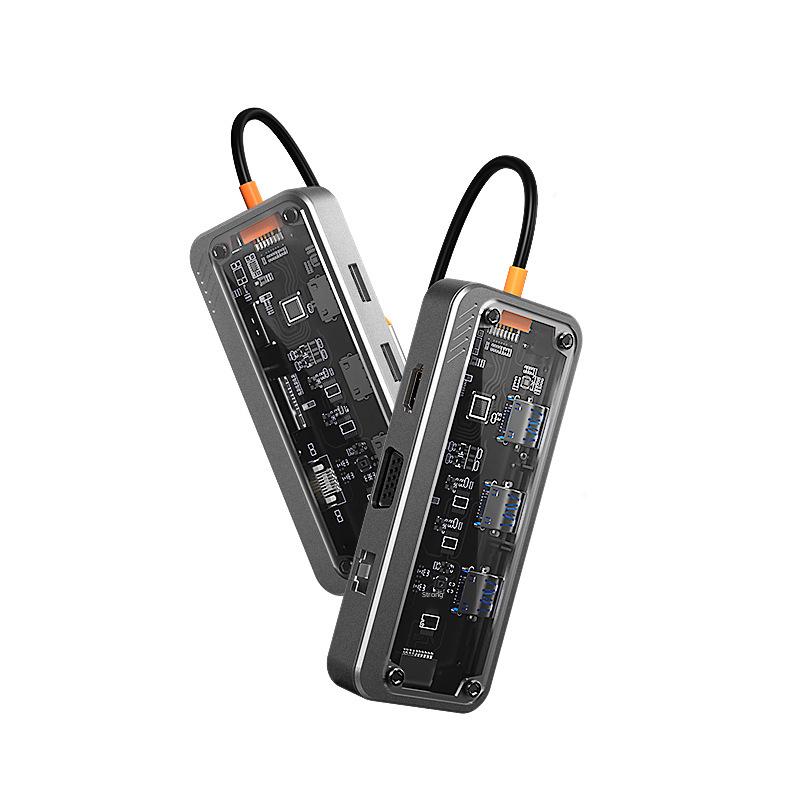 10-in-1 Transparent Type-C USB Hub Expansion Dock