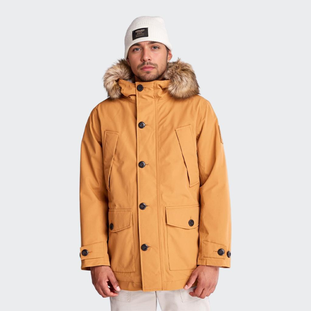 Timberland Parka 3 em 1 Scar Ridge Cor Sólida Corta-vento Jaqueta com Capuz Inverno Jaqueta Masculina Trigo A5XSD-P47