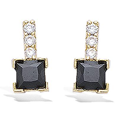 [N6913] - Gold Plated 'Sissi' Black Gold Earrings - 12x6 Mm