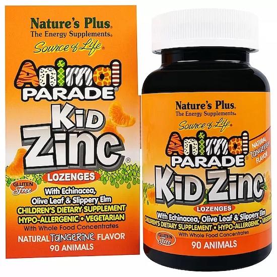 Nature's Plus Source of Life, Animal Parade, Kid Zinc Lozenges, Natural Tangerine Flavor, 90 Animals