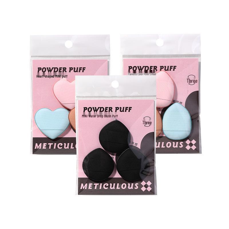 LMLTOP Mini Cushion Puff Set - 3 Water Drop and Heart Shape Blenders for Concealer and Blush (SY253)