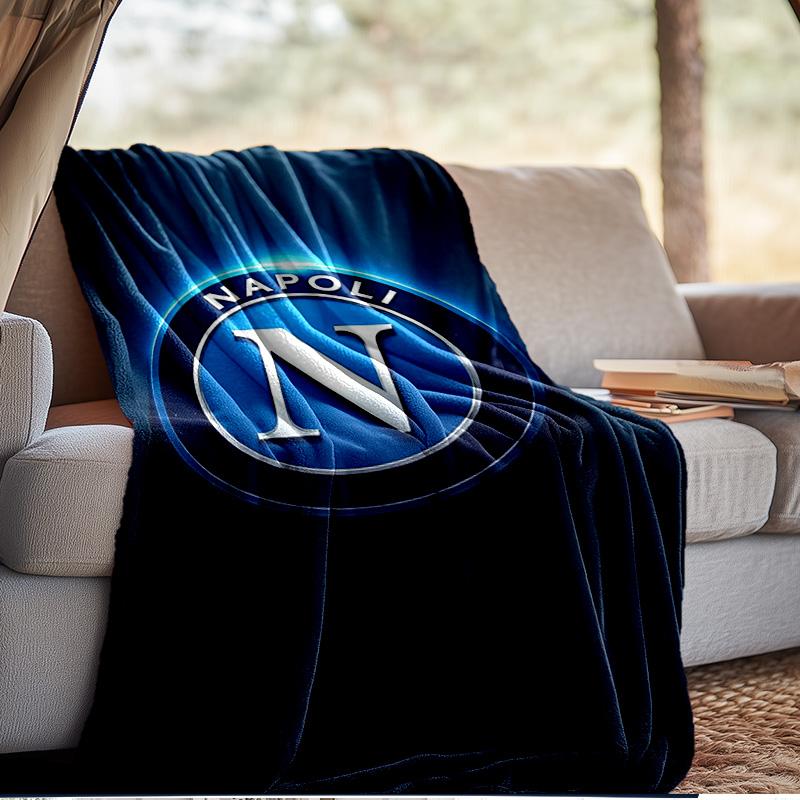Coperta con Emblema del Napoli Calcio Coperta in Flanella da Esterno per Campeggio, Escursionismo, Feste in Giardino, Essenziali per Picnic, regalo per famiglia e amici