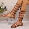 Fashion 2025 Summer New Women's Roman Style Retro Casual Flat Sandals Open Toes Breathable Comfortable High Barrel Fish Mouth Cool Boots