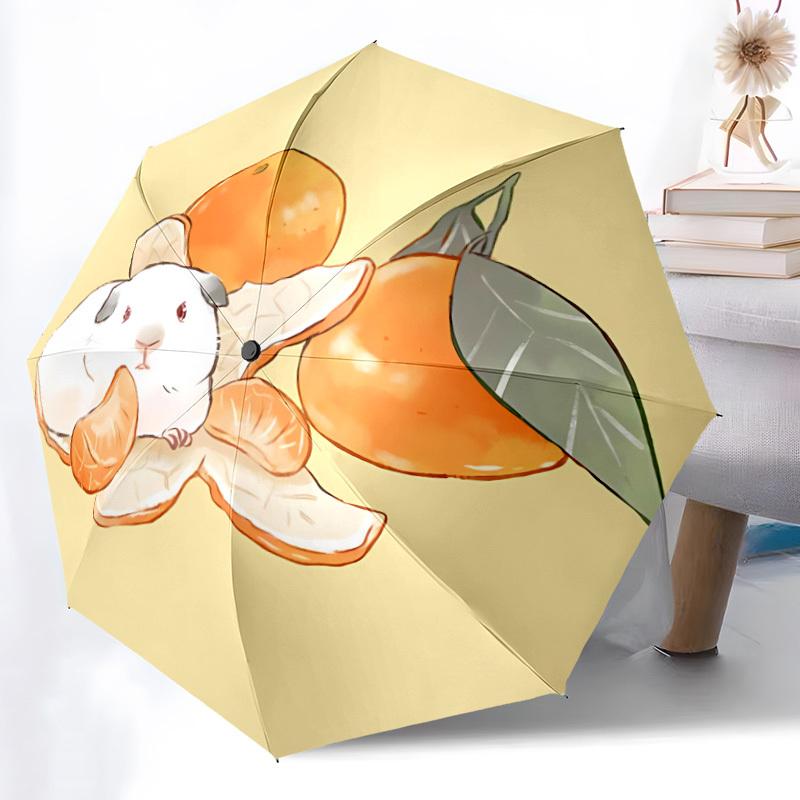 

1pc Cute Hamster Mandarin Automatic Folding Umbrella - 8-Rib Durable Iron Frame, Compact Portable for Daily Travel yy251205035