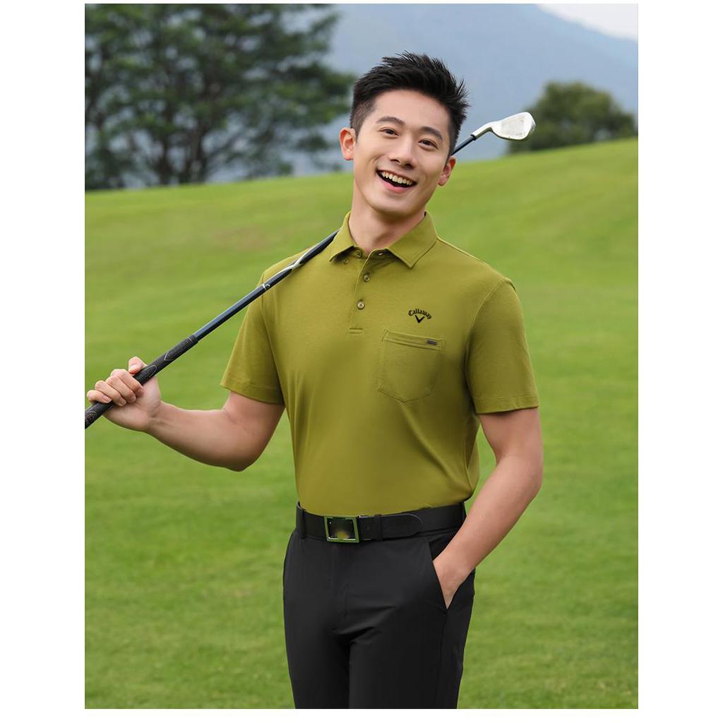 Callaway 2025 Summer Embroidered Golf Business Leisure Sports Style Liquid Ammonia Bead Cotton with Advanced Glossiness Polo Shirt