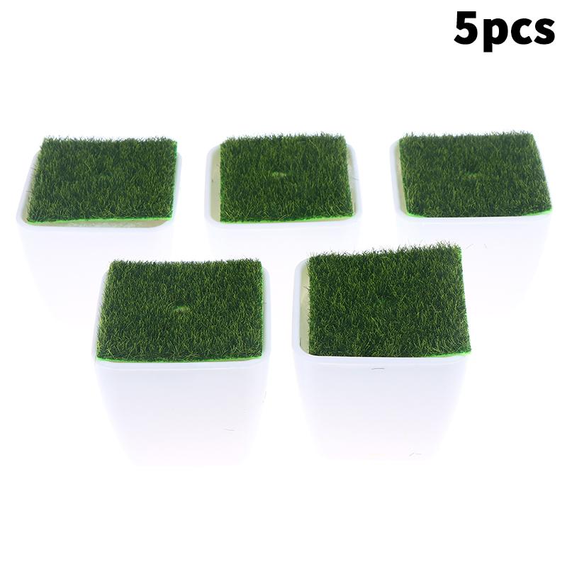 5Pcs Thickened Balcony Fake Flowers Garden Decoration Flower Pot Bonsai Ornament Flower Arrangement Device Vase With Woven Lawn