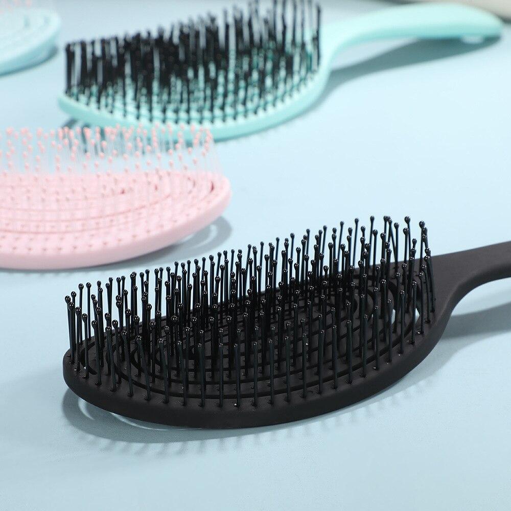Professional Curved Hairbrush for Wet or Dry Hair Ergonomic Black