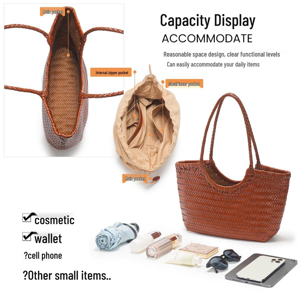 JOGUJOS Genuine Leather Retro Underarm Tote Bag for Women