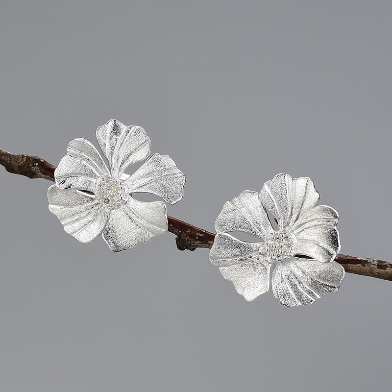 

Lotus Fun, стерлинговое серебро 925 пробы, натуральный циркон, элегантные серьги-гвоздики с большим пионом для женщин, массивные ювелирные изделия из 18-каратного золота золотой