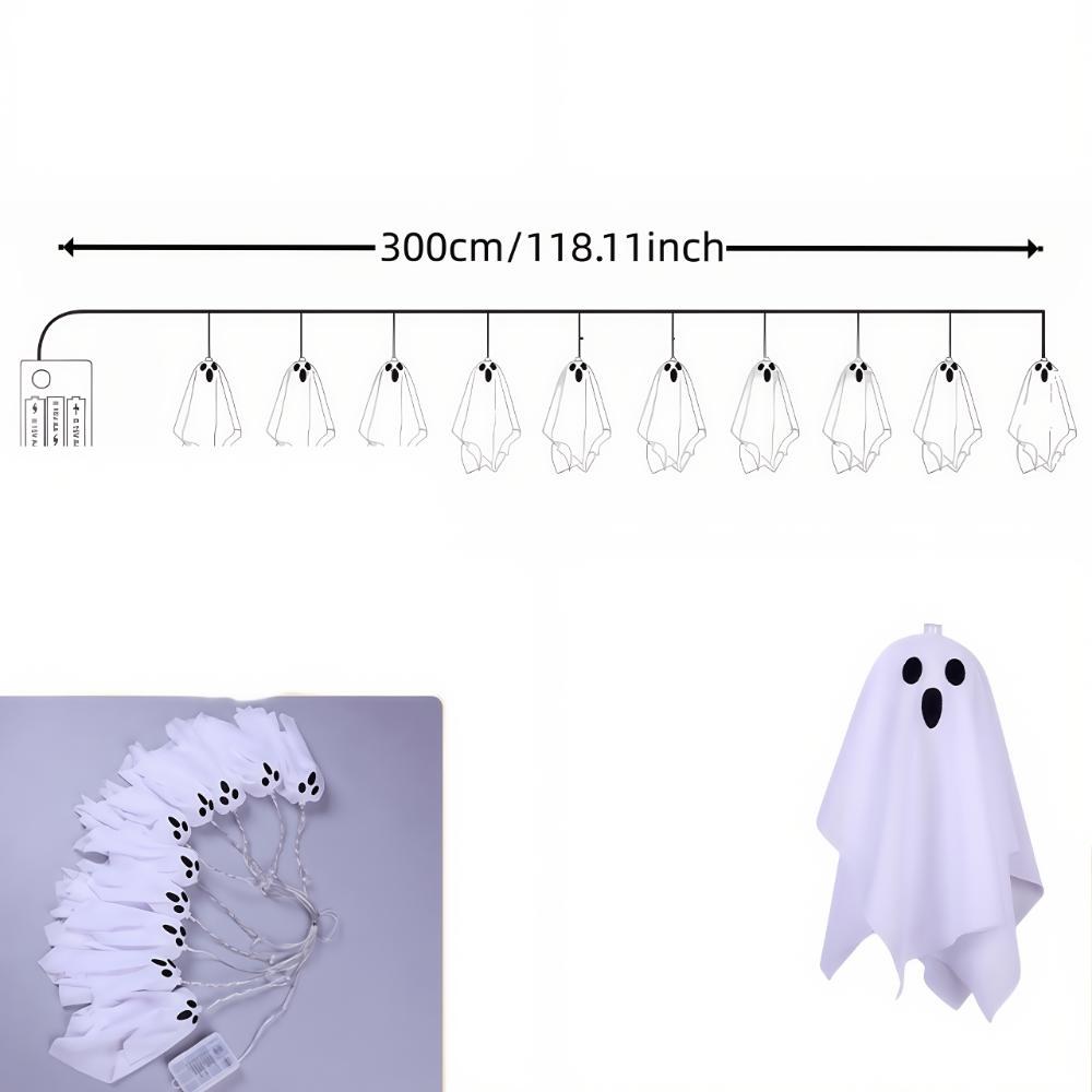10Pcs Halloween LED Hanging Light Up Ghost Hanging Horror Ornaments Lamp For Home Outdoor Yard Garden Halloween Party Decor Gift