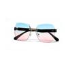 Rimless Glasses Men'S Polygonal Diamond Trimmed Retro Sunglasses Women'S Ins Street Shot Rivet Sunglasses