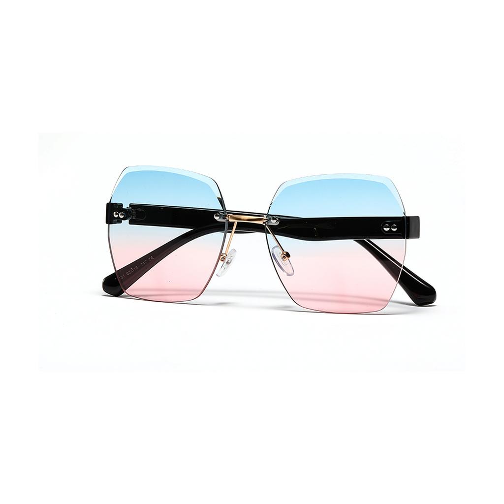 Rimless Glasses Men'S Polygonal Diamond Trimmed Retro Sunglasses Women'S Ins Street Shot Rivet Sunglasses