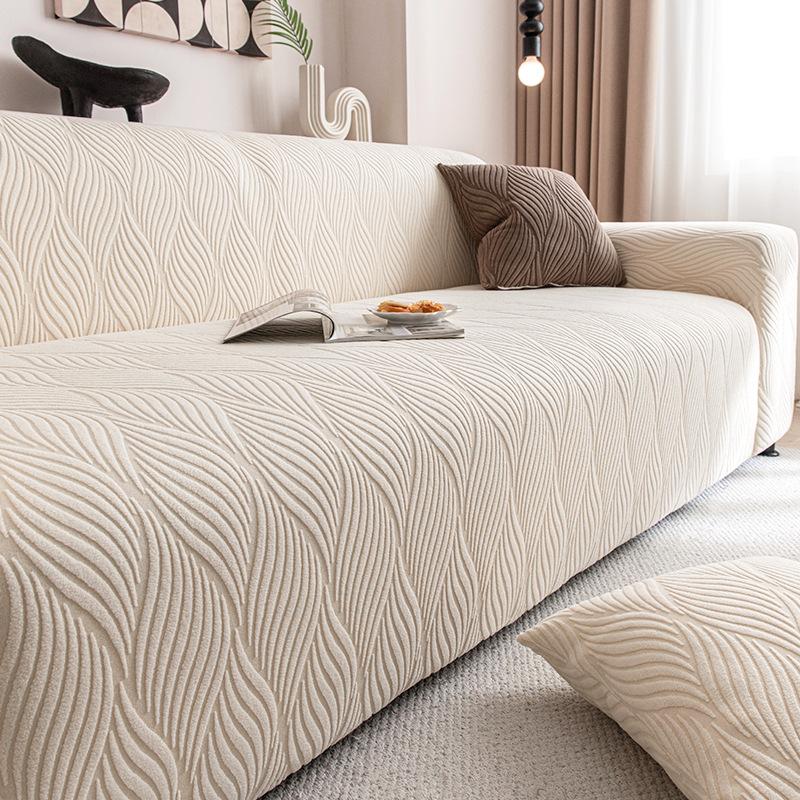 

Жаккардовый бархатный полосатый чехол на диван, эластичный стрейч-защитный чехол, украшение для гостиных, спален и офисов - прочный и нескользящий Double [Applicable to 145-185cm sofa]