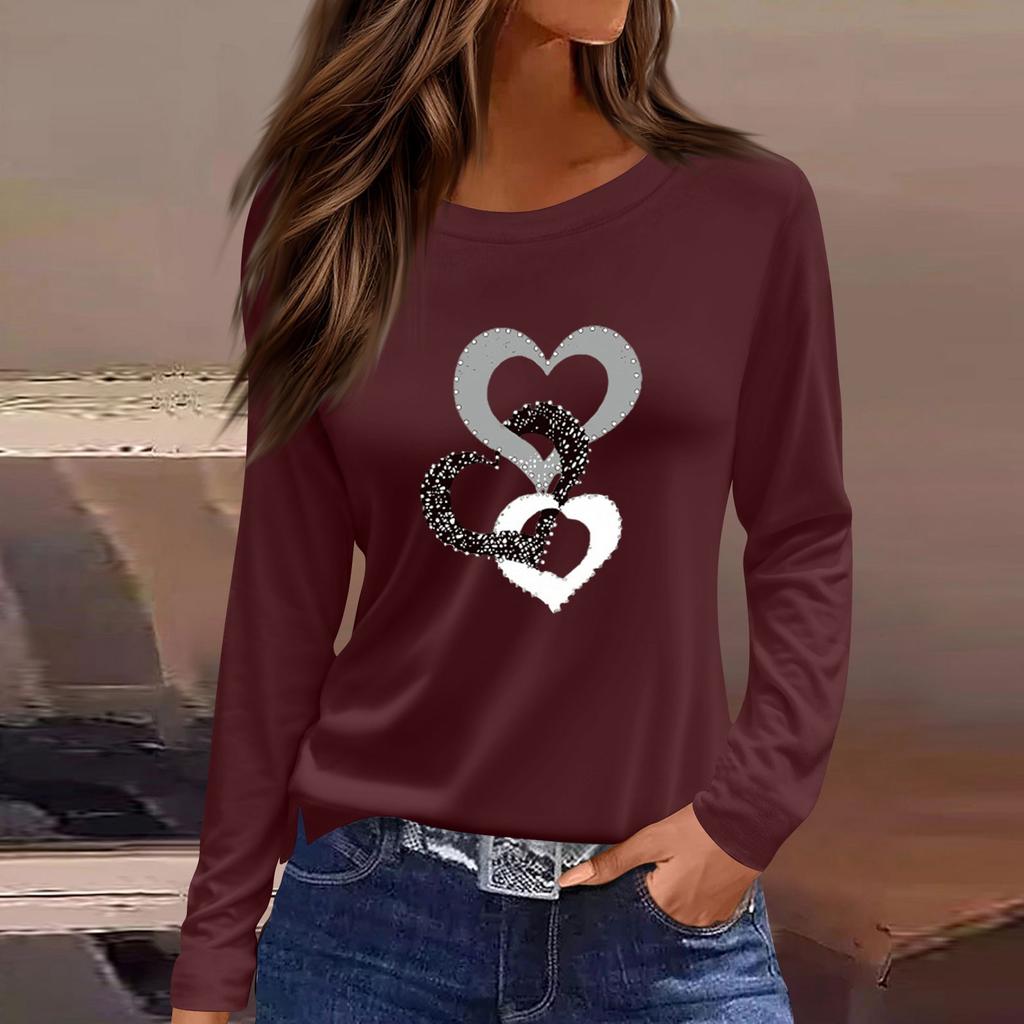 Dámská móda Ležérní Dlouhý rukáv Potisk Kulatý výstřih Pulovr Top Halenka